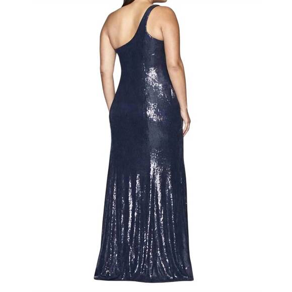 NEW FAVIANA plus one shoulder sequin dress in midnight